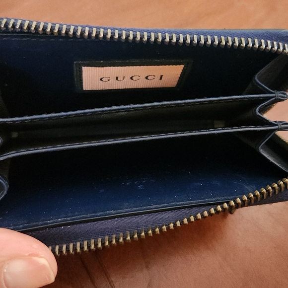 Gucci Ghost Leather Navy Zip Wallet Card Case - Picture 4 of 8